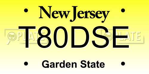 T80DSE New Jersey License Plate