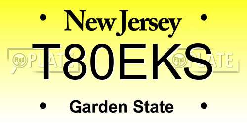 T80EKS New Jersey License Plate