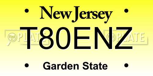 T80ENZ New Jersey License Plate