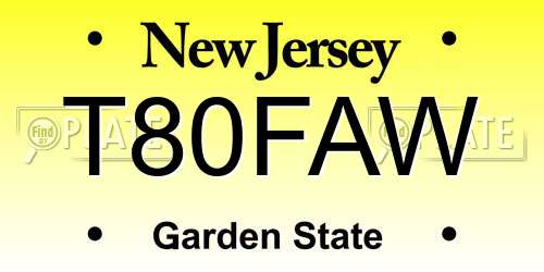 T80FAW New Jersey License Plate