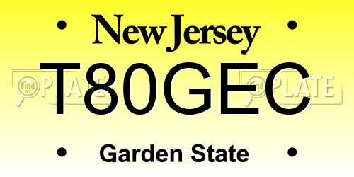 T80GEC New Jersey License Plate
