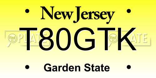 T80GTK New Jersey License Plate