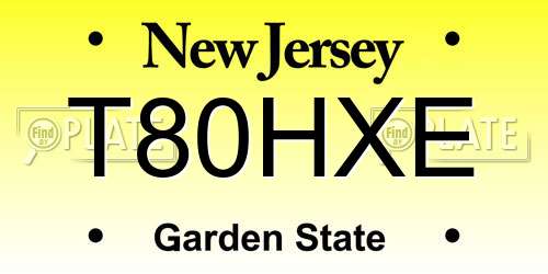 T80HXE New Jersey License Plate