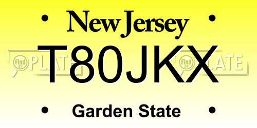 T80JKX New Jersey License Plate