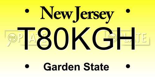 T80KGH New Jersey License Plate