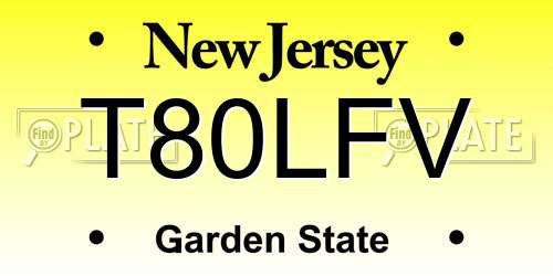 T80LFV New Jersey License Plate