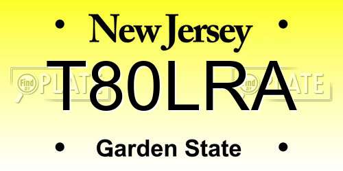 T80LRA New Jersey License Plate