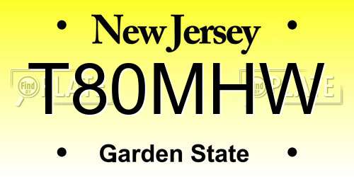 T80MHW New Jersey License Plate