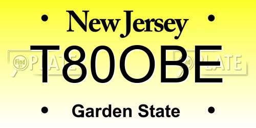T80OBE New Jersey License Plate
