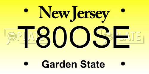 T80OSE New Jersey License Plate