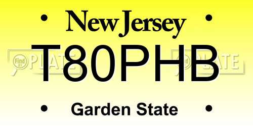 T80PHB New Jersey License Plate