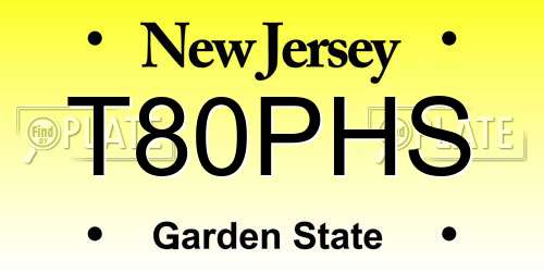 T80PHS New Jersey License Plate