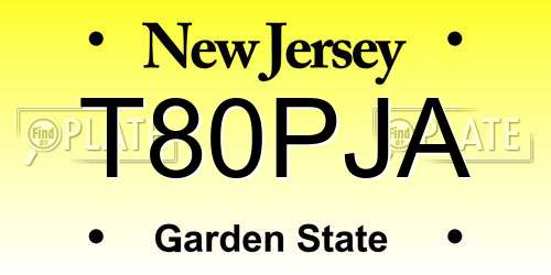 T80PJA New Jersey License Plate