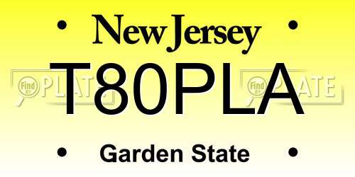 T80PLA New Jersey License Plate