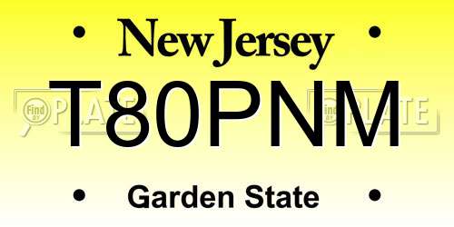 T80PNM New Jersey License Plate