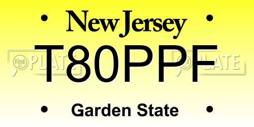 T80PPF New Jersey License Plate