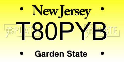 T80PYB New Jersey License Plate