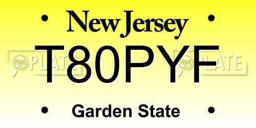 T80PYF New Jersey License Plate