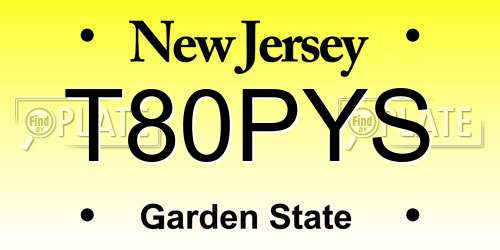 T80PYS New Jersey License Plate