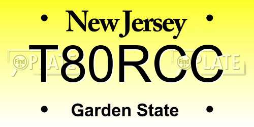 T80RCC New Jersey License Plate