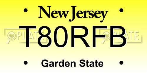 T80RFB New Jersey License Plate