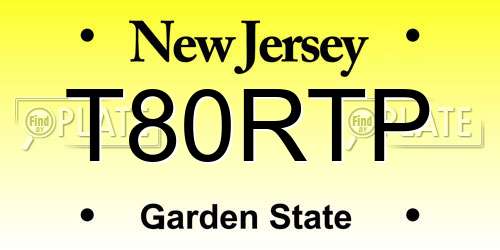 T80RTP New Jersey License Plate