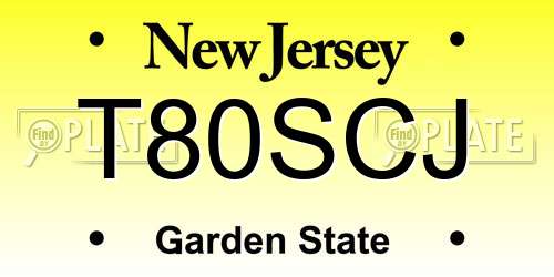 T80SCJ New Jersey License Plate