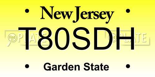 T80SDH New Jersey License Plate