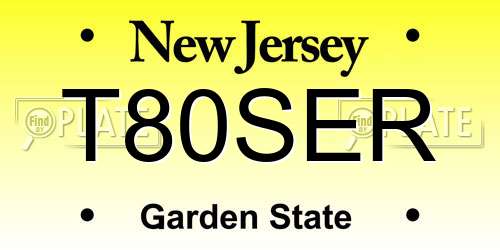 T80SER New Jersey License Plate
