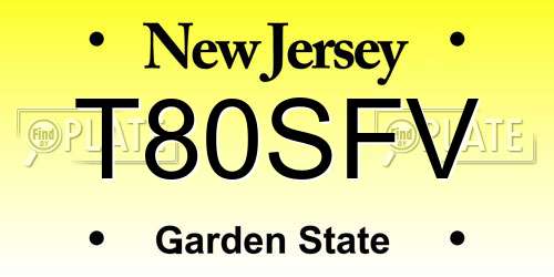 T80SFV New Jersey License Plate