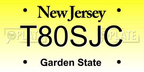 T80SJC New Jersey License Plate