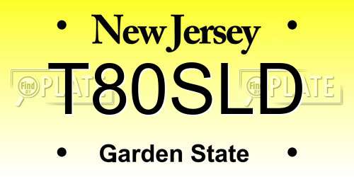 T80SLD New Jersey License Plate