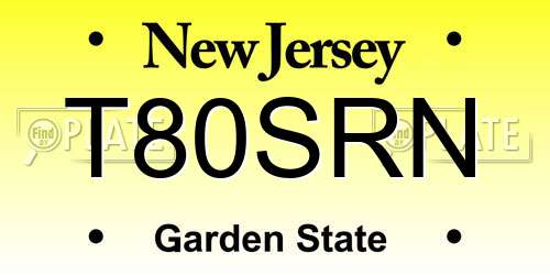 T80SRN New Jersey License Plate