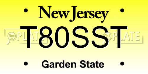 T80SST New Jersey License Plate