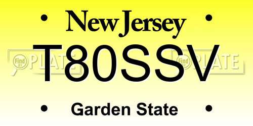 T80SSV New Jersey License Plate