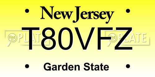 T80VFZ New Jersey License Plate