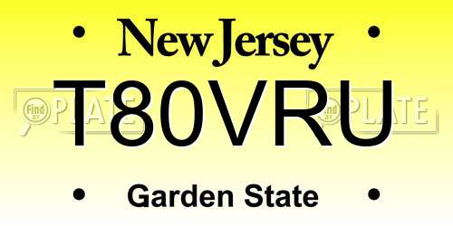 T80VRU New Jersey License Plate