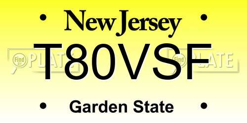 T80VSF New Jersey License Plate