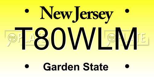 T80WLM New Jersey License Plate