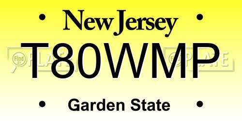 T80WMP New Jersey License Plate