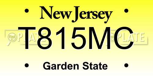 T815MC New Jersey License Plate