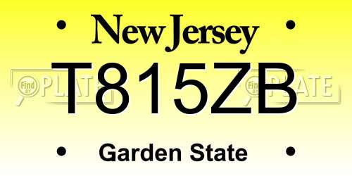 T815ZB New Jersey License Plate