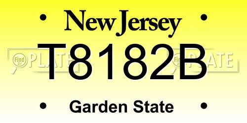 T8182B New Jersey License Plate
