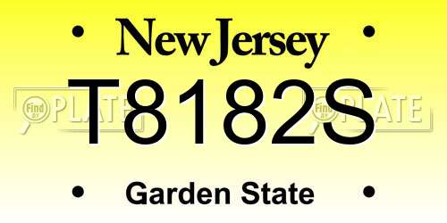 T8182S New Jersey License Plate