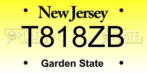T818ZB New Jersey License Plate