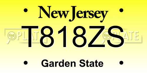 T818ZS New Jersey License Plate