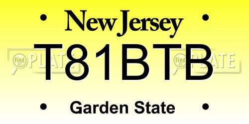 T81BTB New Jersey License Plate