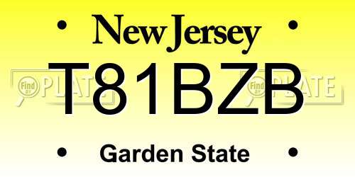 T81BZB New Jersey License Plate