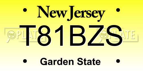 T81BZS New Jersey License Plate