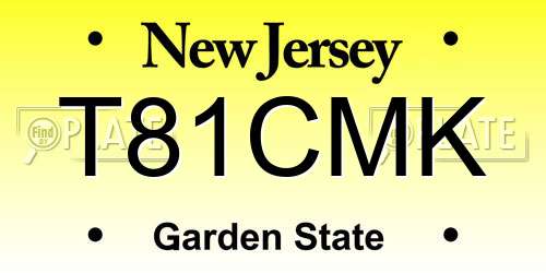 T81CMK New Jersey License Plate